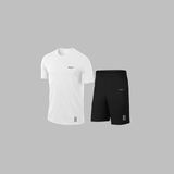 Yeni Seri Büyük Beden Erkek Beyaz Dri-Fit Kumaş Sıfır Yaka Kısa Kol Tişört Şort Alt Üst Takım 4XL-10XL