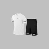 Yeni Seri Büyük Beden Erkek Beyaz Dri-Fit Kumaş Yuvarlak Yaka Kısa Kol Tişört Şort Alt Üst Takımı 4XL-10XL - 9XL