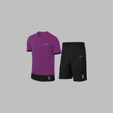 Yeni Seri Büyük Beden Erkek Mor Dri-Fit Kumaş Spor Için Konforlu Cepli Düz Yaka Tişört Şort Alt Üst Takım S-3xl - 8XL