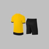 Yeni Seri Büyük Beden Erkek Sarı Dri-Fit Kumaş Konforlu Cepli Sıfır Yaka Tişört Şort Ikili Alt Üst Seti 4XL-10XL - 5XL