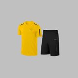 Yeni Seri Büyük Beden Erkek Sarı Dri-Fit Kumaş Konforlu Tişört Şort Alt Üst Ikili Takım Seti 4XL-10XL - 5XL