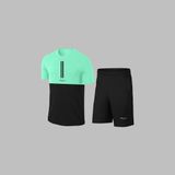 Yeni Seri Büyük Beden Erkek Su Yeşili Dri-Fit Kumaş Cepli Düz Kısa Kol Konforlu Tişört Şort Alt Üst Ikili Takım Seti 4XL-10XL - 7XL