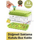 Yeni Seri Pratik Dondurucu Geniş Kapasite Silikon Düğmeli Basmalı Saklama Kutulu 32'Li Buz Kalıbı