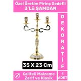 Yeni Seri Yüksek Kaliteli Dekoratif Şık Tasarım Hediyelik Biblo Mumluk Pirinç Sedefli 3'lü ŞAMDAN