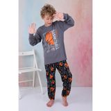 Yeni Sezon Erkek Çocuk Gez Garson Basketball Uzun Kollu Pamuk Interlok Pijama Takımı 5154-FÜME - 14 - 15 Yaş