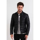 Yeni Sezon Erkek Siyah Slim Fit Deri Şişme Mont - XL - 031-Siyah