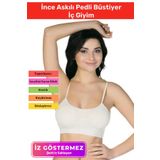Yeni Sezon Esnek Askılı Pedli Rahat Konforlu Kadın Beyaz Ince Askılı Pedli Büstiyer İç Giyim