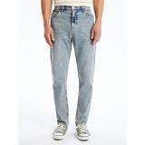 Yeni Sezon Kışlık Denim Kumaş Erkek Jean Pantolon Loose Fit & Bol Kesim Vintage Desen - Indigo Mavi - 28 / 29