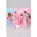 YENİ SEZON LİSANSLI BARBIE ÇİZGİLİ NOT DEFTERİ / BLOKNOT VE KALP BAŞLIKLI UÇLU KALEM 0.7 MM 2'LİSİ
