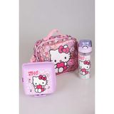 YENİ SEZON LİSANSLI HELLO KITTY'NIN PIRILTILI DÜNYASI ÖZEL KOLEKSİYON BESLENME ÇANTASI ,500 ML MATARA VE BESLENME KABI YEMEK SETİ - Çok Renkli