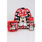 YENİ SEZON LİSANSLI MINNIE MOUSE ANAOKUL ÇANTASI,BESLENME KABI VE TRITAN MATARA 500 ML OKUL SETİ - 12M-Krem