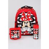 YENİ SEZON LİSANSLI MINNIE MOUSE OKUL ÇANTASI,BESLENME KABI VE MATARA 500 ML OKUL SETİ - 12M-Krem