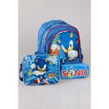 YENİ SEZON LİSANSLI SONIC OKUL ÇANTASI, BESLENME ÇANTASI VE KALEM ÇANTASI KIRTASİYE SETİ - Mavi