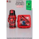 YENİ SEZON LİSANSLI SPIDERMAN 500 ML ÇELİK MATARA VE 2 KATLI BESLENME KUTUSU / LUNCH BOX SETİ "DEKOMUS CEP DEFTERİ HEDİYELİ " (Kırmızı)