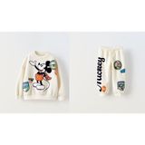 Yeni Sezon Mickey Mouse Baskılı 3 Ip Şardonlu Sweatshirt Eşofman Alt Üst Takım - 7 - 8 Yaş - Taş