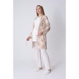Yeni Sezon Modern Rahat ve Şık Hamile -Lohusa- Gül Desenli Sabahlıklı 3'lü Lohusa Pijama Takımı Ekru 2XL Beden