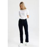 Yeni Sezon Nataly36 Yüksek Bel Düz Kesim Az Yıkanmış Renkte Indigo Denim Kadın Jean Pantolon