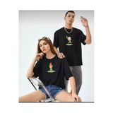 Yeni Sezon Oversize Geniş Kalıp Unisex Bambam-Çakıl Siyah Sevgili Kombini Yazlık T-Shirt