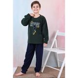 Yeni Sezon Sonbahar/kış Erkek Çocuk Skate Desenli Polar Pijama Takımı 4515 - Haki Yeşili - 6 - 7 Yaş