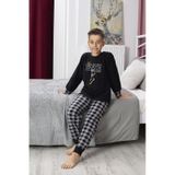 Yeni Sezon Sonbahar/kış Erkek Çocuk Skate Desenli Polar Pijama Takımı 4515-siyah Siyah