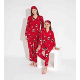 Yeni Sezon Sonbahar/Kış Kız Çocuk Ayıcık Desenli Süet Pijama Takımı 2724-2 Kırmızı - 7 - 8 Yaş