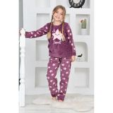 Yeni Sezon Sonbahar/kış Kız Çocuk Yıldız Desenli Polar Pijama Takımı 4100-MOR - 4 - 5 Yaş