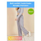 Yeni Sezon Terletmez Rahat Kalıp Beli Lastikli Bol Paça Salaş Yazlık Kadın Gri Aerobin Pantolon