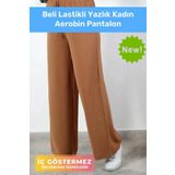 Yeni Sezon Terletmez Rahat Kalıp Beli Lastikli Bol Paça Salaş Yazlık Kadın Kahve Aerobin Pantolon