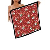 Yeni Sezon Yılbaşı Desenli Bandana Fular Yeni Yıl Hediyesi Şal Estascarf Kırmızı 70x70 Cm