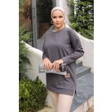 Yeni Stil Gri Füme Detaylı Tunik 10020
