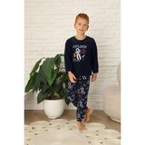 Yeni Stil Sonbahar/kış Erkek Çocuk Uzay Figür Astronot Desen Polar Pijama Takımı 4565 - Lacivert - 11 - 12 Yaş