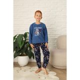 Yeni Stil Sonbahar/kış Erkek Çocuk Uzay Figür Astronot Desen Polar Pijama Takımı 4565 - Mavi - 11 - 12 Yaş