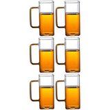 Yeni Stil Turuncu Renkli Borosilikat Cam Kare Nescafe,latte,kahve Kulplu Kupa 350 Ml 6 Adet 2950