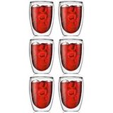 Yeni Tasarım Çift Cidarlı Borosilikat 350 ml Şeffaf Cam Bardak, Çeyiz Listesi, 6 Adet - 2772