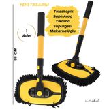 Yeni Tasarım Teleskopik Saplı Araç Yıkama Süpürgesi Makarna Uçlu – Uzatılabilir Yaylı Mikrofiber Fırça - 1 Adet