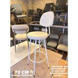 Yeni Teddy Kumaş Dolce Bar Sandalyesi Kırık Beyaz.75 cm Oturum Yüksekliği