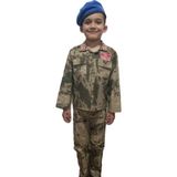Yeni Tip Askeri Kamuflaj Kep+Palaska Çocuk Takımıı(Kostüm) - 11 - 12 Yaş - Haki Kamuflaj