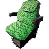Yeni Tip - John Deere Kabinli Traktör Koltuk Kılıfı-3 Parça- Yeşil Deri- BK3-109
