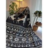 Yeni Yıl Battaniyesi Tek Kişilik Pamuklu Battaniye 150*200 Cmyeşil-Kırmızı-Siyah-Gri - 150 x 200 cm