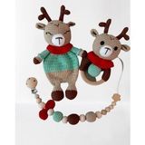 Yeni Yıl Geyik Uyku Arkadaşı Takımı Amigurumi Organik Oyuncak