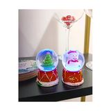 Yeni Yıl Işıklı Çam Ağacı Ve Kardan Adam Temalı Yılbaşı 2 Adet Mini Boy Işıklı Kar Küresi 6,5 Cm