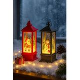 Yeni Yıl Noel Temalı 2 Li Set Işıklı Yılbaşı Feneri Noel Baba Kardan Adam Figürlü Kandili Fener 14cm Çok Renkli