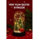 Yeni Yıl Ruhunu Yansıtan Led Işıklı 2 Li Yılbaşı Kar Efektli Çam Ağacı Hediye Paketi Temalı Fanus Vitrin
