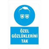 Yeni Yıldız Reklam Özel Gözlüklerini Tak 25X35CM Dakota Iş Güvenliği Uyarı Levhası - Renkli