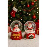 Yeni Yılın En Güzel Hediyesi Yılbaşı 2 Adet Led Işıklı 6,5 Cm Noel Baba Kardan Adam Kar Küresi Seti