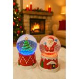 Yeni Yılın En Güzel Hediyesi Yılbaşı 2 Adet Led Işıklı 6,5 Cm Noel Baba Yılbaşı Çam Ağacı Kar Küresi