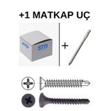 Yeni1Trend Std Matkap Uçlu Siyah Alçıpan Vidası 3.5x25 Akıllı Kara Vida 1000 Adet Ve Yıldız Uç 75mm