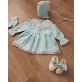 Yenidogan Bebek Elbisesi - Mint Yeşili - Beyaz - 0 - 3 Ay