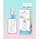 Yenidoğan Besleme Seti, Kaşıklı ve 150 ml Mavi Biberon Doğal ve Kolay Kullanım - Ahşap - Ceviz