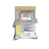 Yenidoğan Kız / Erkek Unisex Bebek Nevresim Takımı %100 Pamuklu Good Night Gri